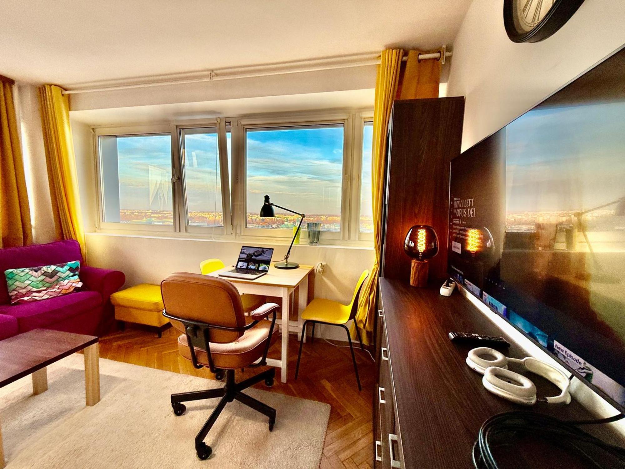 Super Apartment Yellow 2X Metro Fast Wifi 1 Gbs Netflix Panorama Miasta Варшава Экстерьер фото