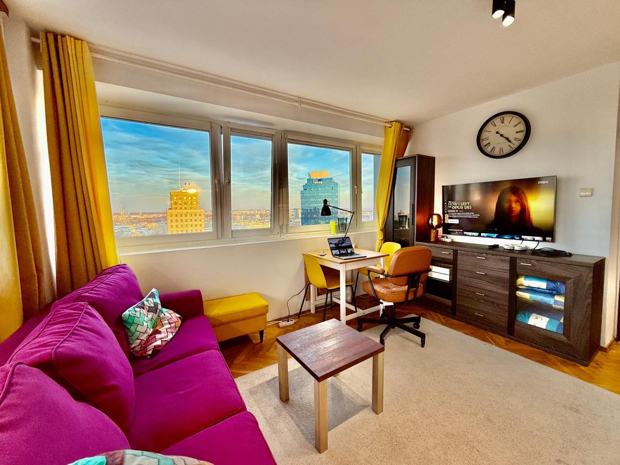 Super Apartment Yellow 2X Metro Fast Wifi 1 Gbs Netflix Panorama Miasta Варшава Экстерьер фото